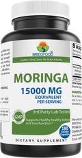 Brieofood Moringa Oleifera - 15000 mg Equivalent per Serving - 180 Capsules - Non-GMO and Gluten Free Supplement - Moringa Leaf Green Superfood