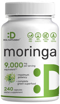 Moringa Pure Capsules 9000mg Herbal Equivalent 240 Capsules – Maximum Potency Moringa Leaf Extract – Complete Green Superfood Supplement for Energy Skin & Immune Health Support – Non-GMO
